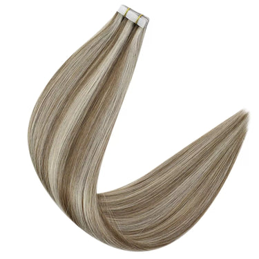 tape in highlight brown mix blonde hair extensions