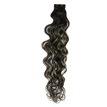 virgin tape in extensions natural wave black with silver