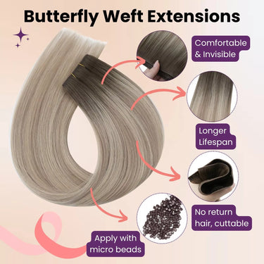 virgin human hair weft butterfly weft extensions