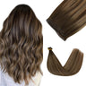 virgin genius weft balayage dark brown with camel blonde