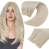 professional tape in hair extensions white blonde hair
