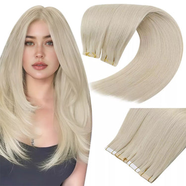 professional tape in hair extensions white blonde hair