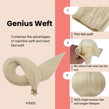 invisible genius weft white blonde hair