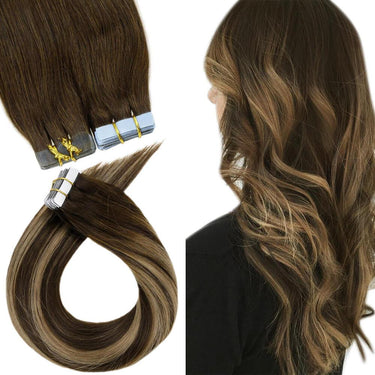 Tape in Human Hair Remy Hair Balayage Brown Mix Blonde #4/27/4