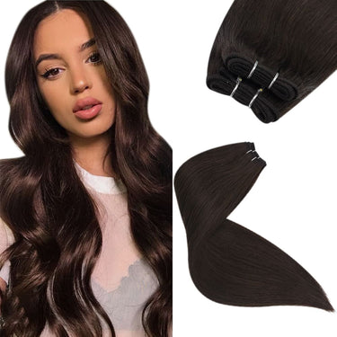 Human hair virgin machine weft extensions