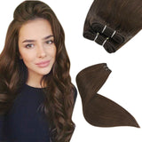 Human hair virgin machine weft extensions silk smooth