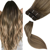 Human hair virgin weft hair extensions