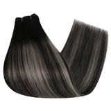 virgin machine hair weft extensions black