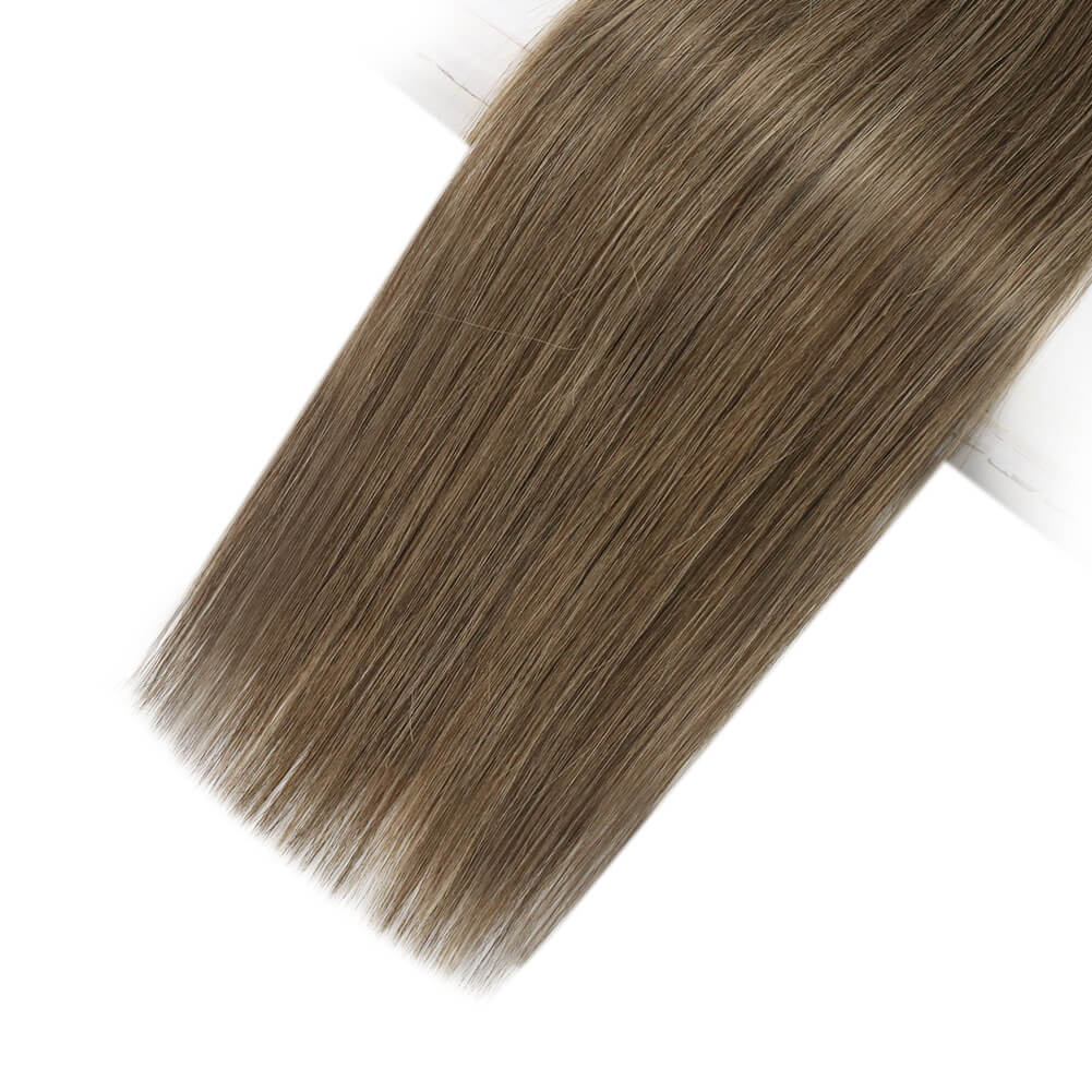 Virgin real human machine hair weave balayage brown