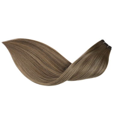 silk smooth machine made hair weft balayage brown