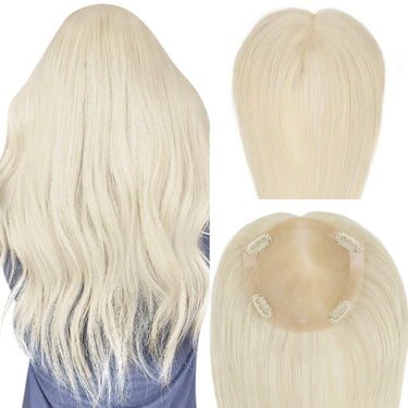 high quality human hair topper platinum blonde