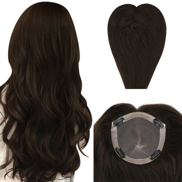 darkest brown high quality human hair topper