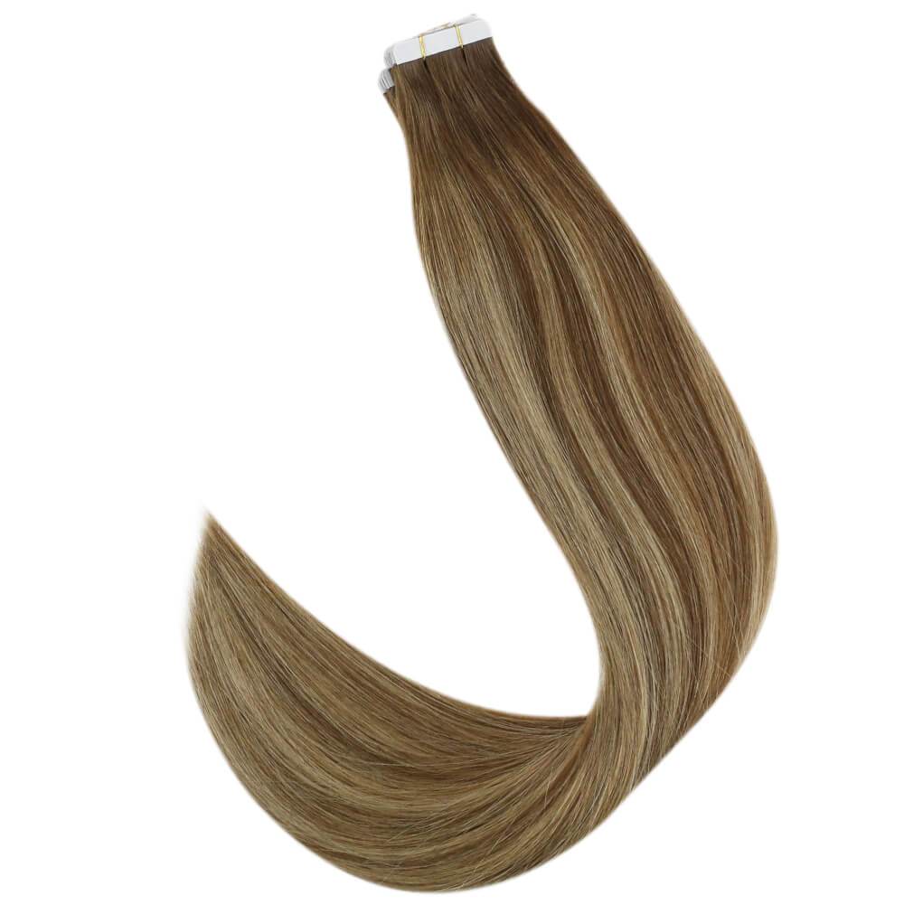 professional tape in hair extensions brown mixed blonde