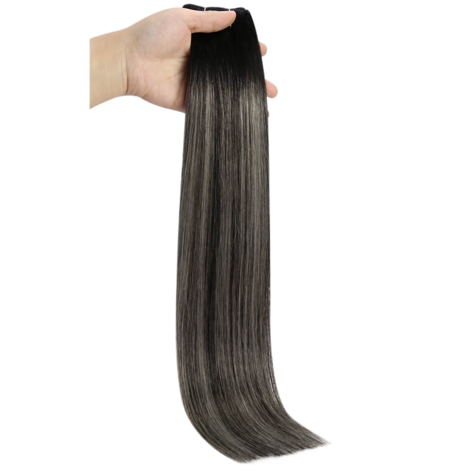 silk smooth machine made hair weft black