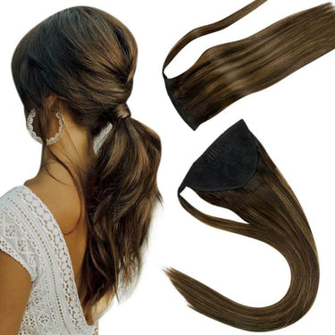 Human remy wrap around ponytail hair extensions