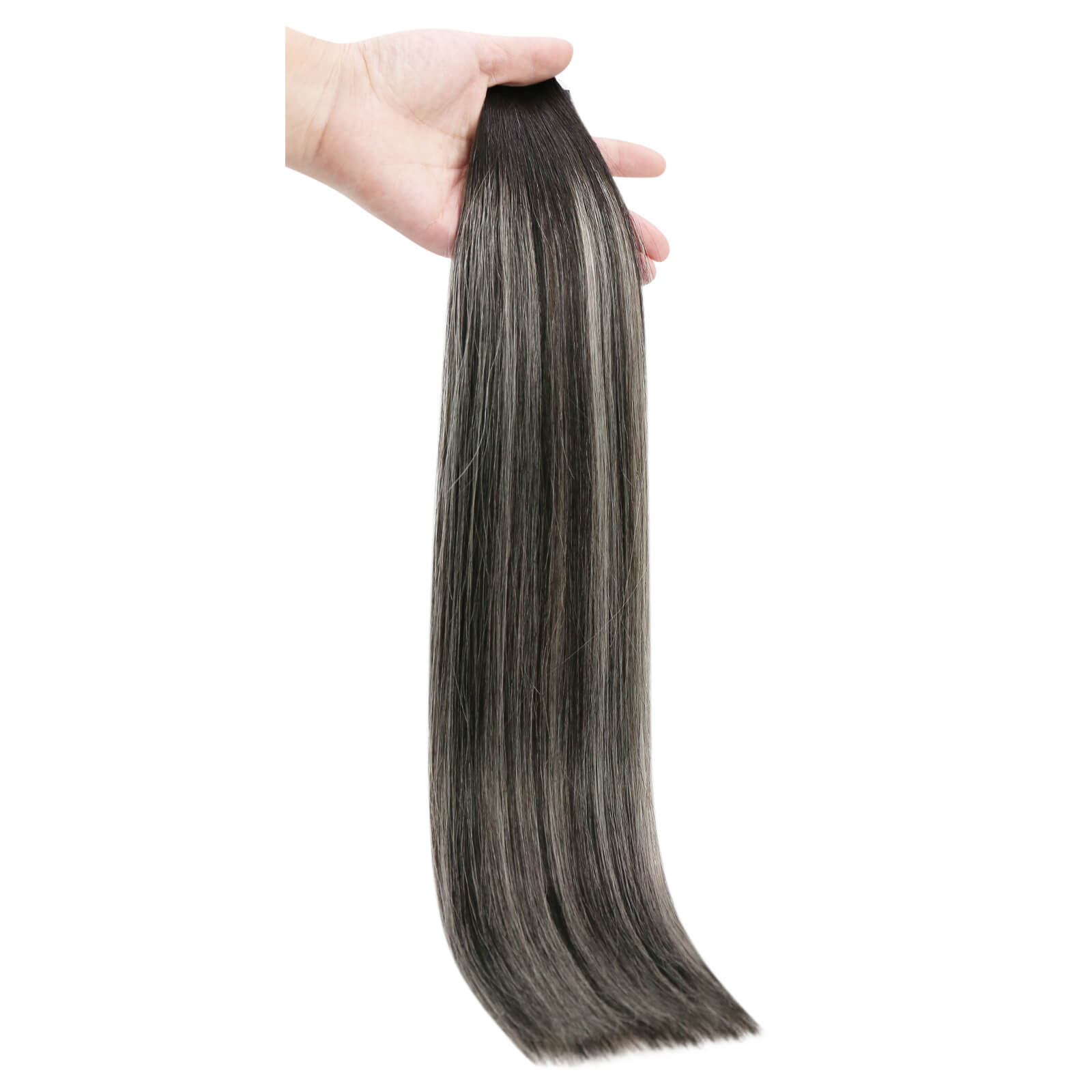 black mix silver tape in human hair