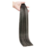 black mix silver tape in human hair
