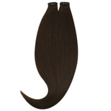 Human hair flat silk weft extensions