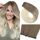 invisible falt weft hair extensions straight