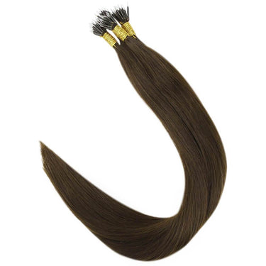 nano bead hair extensions remy hair dark brown
