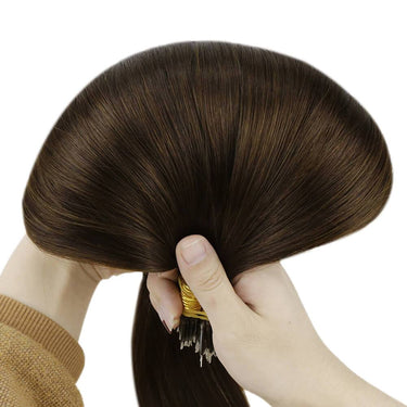 nano link hair extensions remy hair straight dark brown