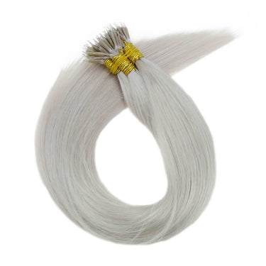 nano ring hair extensions remy hair straight platinum blonde