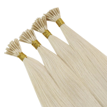 virgin keratin I tip human hair extensions blonde