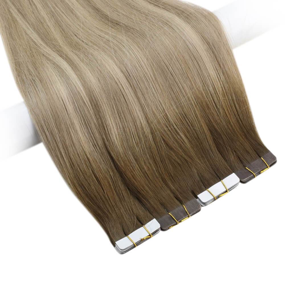 balayage color tape in hair extensions