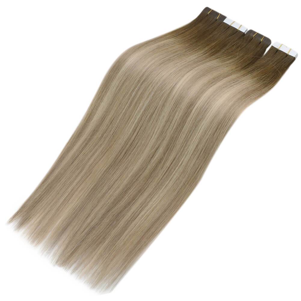 real human hair tape in extensions balayage brown hair extensions