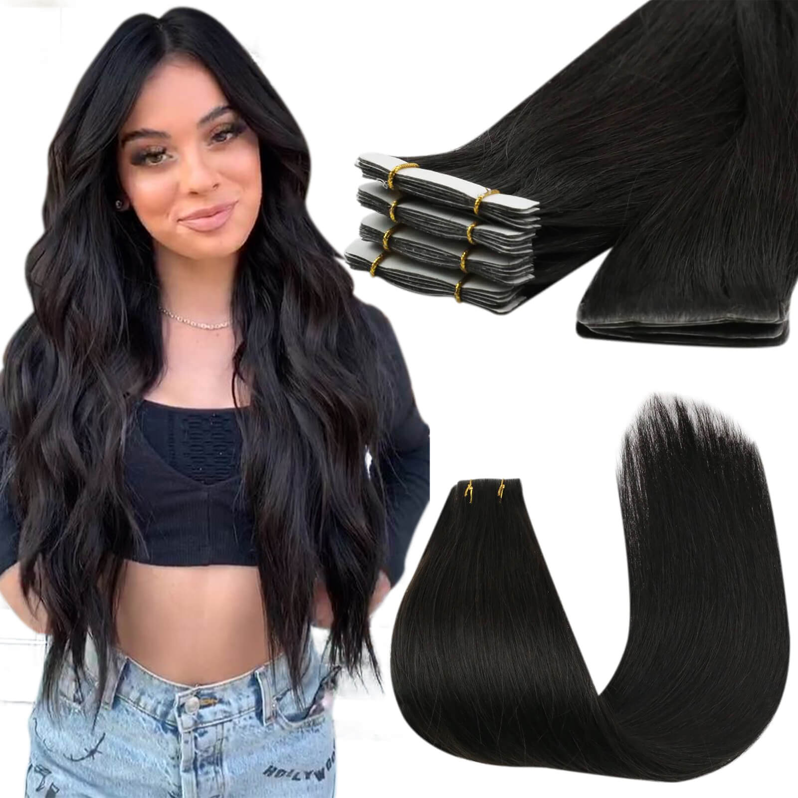 tape in hair extensions invisible natural black